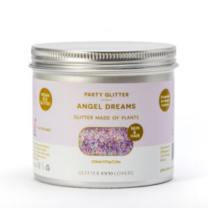 Eco glitter pro stor beholder med pastell farget glitter fra Glitter Eco Lovers.