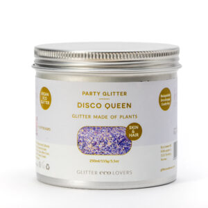 Pro event glitter i stor beholder i fargene lilla og gull.