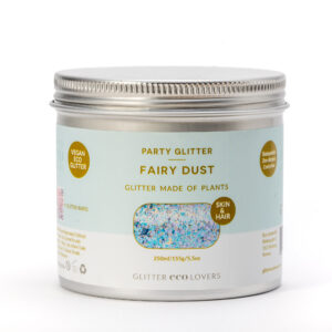 Eco glitter pro størrelse i fargene turkis og sølv fra Glitter Eco Lovers.