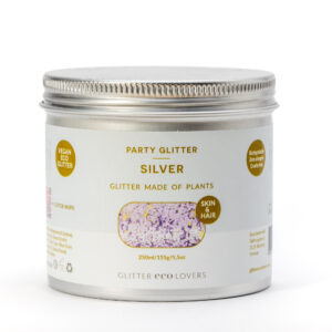 Eco glitter stor pro 250ml beholder i sølv fra Glitter Eco Lovers