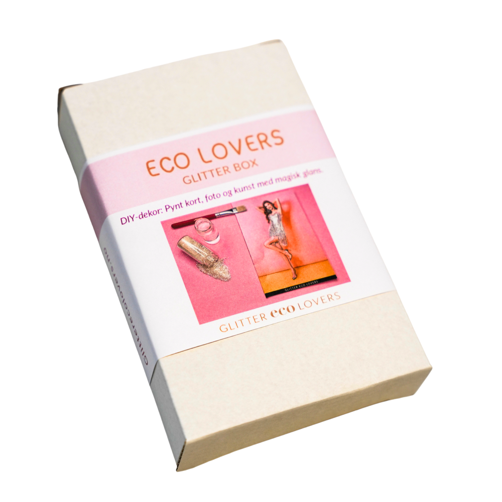 DIY dekor glitter sett med eco glitter, lim og pensel.