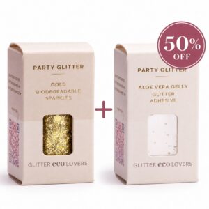Gullglitter sett med glitterlim kosmetisk uten plast