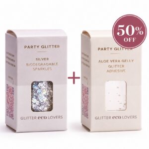 Glitter sett med sølv glitter og glitterlim